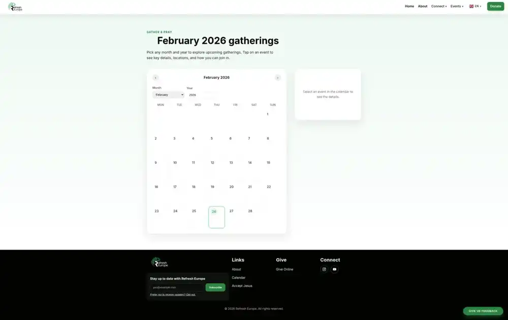 Zoom-bokningssystem för personliga böner med interaktiv kalender